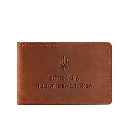 Шкіряна обкладинка на посвідчення Державної податкової служби світло-коричнева Crazy Horse - мініатюра 6
