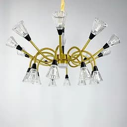 Незвична золотиста люстра із закрученими ріжками Line.F H 9866/10+10