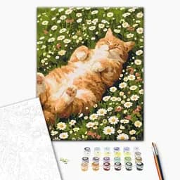 Картина за номерами: Котик у ромашках Brushme RBS1064 Різнокольоровий shop (9995482509893) - мініатюра 2