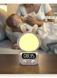 Дитячий годинник із будильником Кролик Rabbit clock with LIGHT WHITE - мініатюра 2