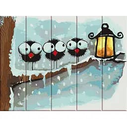 Картина по номерам на дереве Зимові пташки ArtStory 30х40 см різнокольорова 000169617