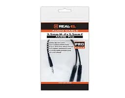 Аудіо-кабель REAL-EL Audio Pro 3.5 мм - 2х3.5 мм (M/F), 0.2 м, чорний (EL123500039) - мініатюра 2