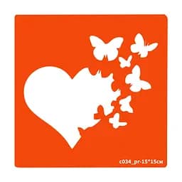 Трафарет для био-тату Сердечко Fresh Tattoo c034_pr-15*15см, размер 15х15см