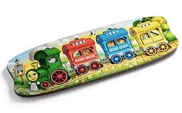 Деревянная вкладка-сортер (пазл) "Веселый поезд - 3 вагона" Ubee ПСФ019