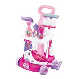 Игровой набор для уборки с коляской, пылесос на батарейках, ведро, швабра, аксессуары, подсветка A 5928
