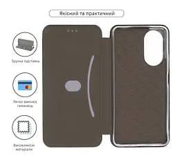 Чехол-книжка для OPPO A58 4G, G-Case, черный, кожаный чехол-книжка из экокожи (PU) и TPU, с магнитом, с подставкой и вместительным кардхолдером, противоударный, защита всего корпуса, ArmorStandart (ARM66480) - мініатюра 3