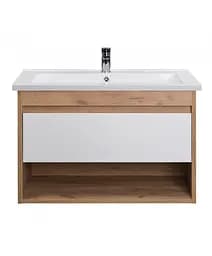 Тумба Мойдодир Oslo 80 Wood з умивальником Cosmo 80 дуб крафт/Білий - мініатюра 4