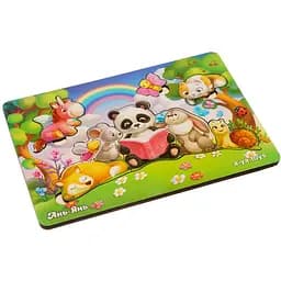 Деревянный пазл-вкладыш Звери на лесной поляне Ubumblebees (ПСД177) PSD177, 9 деталей