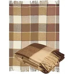 Плед Ярослав вовняний 200х140 см коричневий з бежевим (40232)