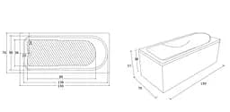 Ванна акрилова mprese Mlada 150x70 без ніжок whte b0701005070 Білий - мініатюра 3