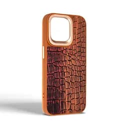 Кожаный чехол для Apple iPhone 15 Pro Max, Harder Glamorous Croco, коричневый, термополиуретан ТПУ + экокожа с имитацией кожи крокодила, панель, защита корпуса, противоударный, микрофибра, рамка вокруг камеры, защита всего корпуса, (ARM76768) - мініатюра 2