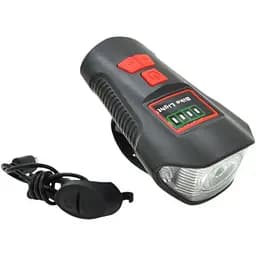 Ліхтарик велосипедний Voltronic XA-585, 4 режими, 2 сигнали, вбудований аккум, кабель, BOX