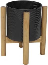 Металлическое кашпо Ravenna на деревянной подставке BonaDi 23х23х35 см dec0009146