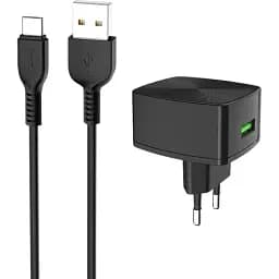 Адаптер мережевий Hoco Cutting-edge C70A 1USB QC3.0 3 A + кабель Type-C