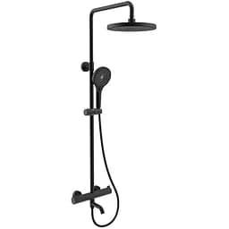 Душова система з термостатом Gappo G24790-6, вилив - перемикач на лійку 3 режими, Чорний матовий