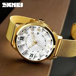 Годинник чоловічий наручний Skmei 9166 Gold white оригінал - мініатюра 2