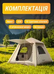 Намет надувний для кемпінгу на 2-3 особи 230*230*150 см з тентом LUGI LU-021 - мініатюра 20