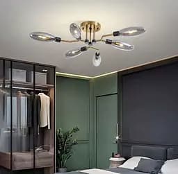 Стельова люстра на 6 видовжених плафонів янтар або графіт Line.F Колір плафона Графітовий