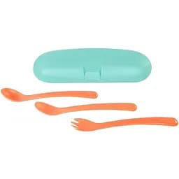 Набір столових приладів Miniland Picneat, блакитний з кораловим, 4 предмети (89366)