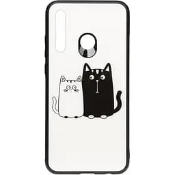 Чохол-накладка Toto Cartoon Print Glass Case HuAwei P Smart+ 2019 Cats White/Black