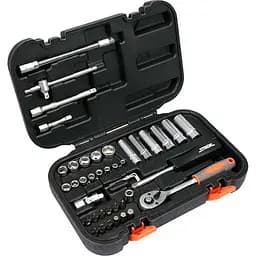 Набір головок торцевих, насадок Sthor квадрат 1/4", М4-14 мм з інструментами 42 шт. (58641)