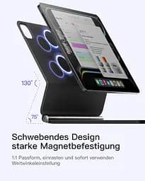 Клавіатура Inateck Magic Keyboard для iPad Pro 11 2024 M4 з клавіатурою, швидке заряджання 30 хвилин, світлодіодний дисплей Smart - мініатюра 7