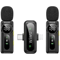Петличний бездротовий мікрофон WIWU WM007 Dual-mic Lightning/Type-C Black - мініатюра 3