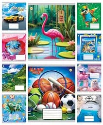 Зошити учнівські 24 аркуша клітинка Тверда Мікс 2, 20 шт. в упаковці