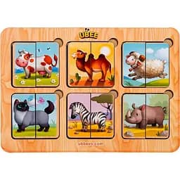 Деревянный пазл-сортер Ubumblebees Удивительные зверята PSF090 