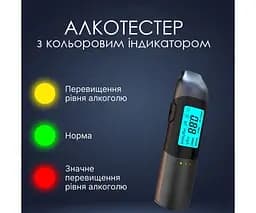 Алкотестер безконтактний з цифровим дисплеєм та світловим індикатором, акумуляторний - мініатюра 5