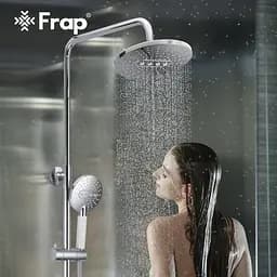 Душова система Frap F2449, поворотний вилив - перемикач на лійку, 3 режими, білий/хром - мініатюра 2