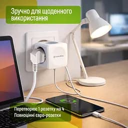 Мережевий розгалужувач ColorWay CW-CHE4W 4 розетки (CW-CHE4W) - мініатюра 7
