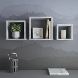 Полки на стену Vays комплект квадратных навесных полок из 3 шт. M-38 Бетон