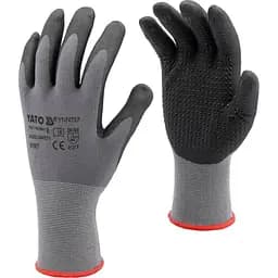 Рукавички робочі Yato нейлонові зі спіненим нітрилом з крапками розмір 9 чорно-сірі (YT-74758)