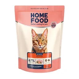 Сухий корм для активних котів Home Food Adult з куркою та креветкою 400 г