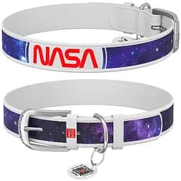 Нашийник для собак Waudog Design шкіряний з QR паспортом малюнок NASA21 S