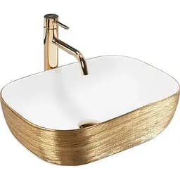 Умивальник Rea Belinda brushed gold white накладний REA-U7422, Золотий