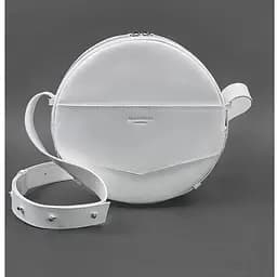 Шкіряна жіноча кругла сумка-рюкзак Maxi біла