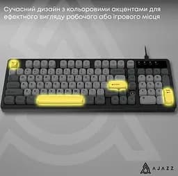Клавиатура игровая проводная Ajazz AF-BGY-98 USB Black-Gray-Yellow - мініатюра 12