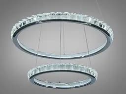 Підвісна LED люстра Diasha 66081/600+400CH, хром, 82 W, освітлення 10-22 м2 - мініатюра 3