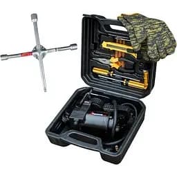 Комплект Poputchik Компрессор 35 л/мин в кейсе + Ключ крестообразный