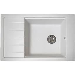 Гранітна кухонна мийка Romzha Patrat 78 Biela (101) з крилом