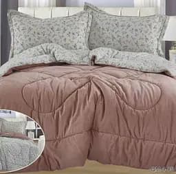 Постільна білизна Laura Grand 4 сезони QM-4-05 комбінована - зимова велюр євро комплект коричневий