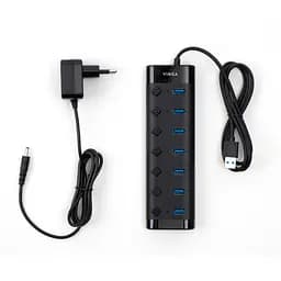 Концентратор Vinga USB3.0 to 7*USB3.0 1m cable with Switch and Power Adapter (VHA3A7B) - мініатюра 3