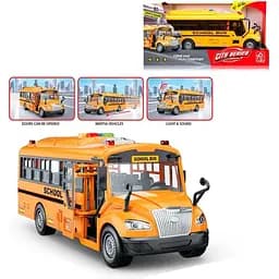 Автобус RJ5506 інерц, шкільний, 27см, відчиняються двері, звук, світло, гумові колеса, на бат