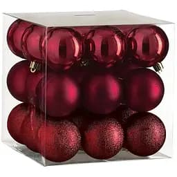 Ялинкові кулі House of Seasons пластикові 6 см 27 шт. бордові (8720967923205)