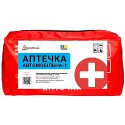 Автомобильная аптечка Poputchik 1 (АМА-1) по ГОСТ 3961-2000 футляр мягкий красный 19х8х14 (02-026-М)