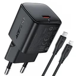СЗУ Acefast A117 mini PD20W GaN (1USB-C) + кабель Type-C to Lightning Black