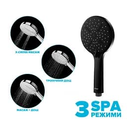 Водозберігаюча душова лійка Drop SPA3F-MULTI120BL "X-Cross" із 3 SPA потоками - Економія 42% - мініатюра 2