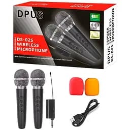 Мікрофони для караоке DPUS DS-02S DOUBLE WIRELESS KARAOKE + echo effect + vol + battery